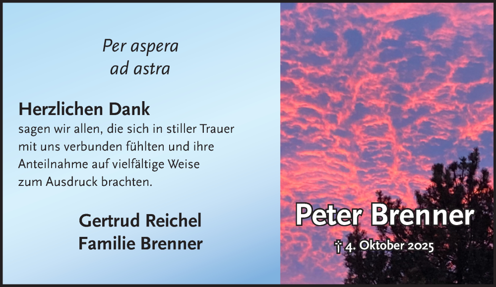  Traueranzeige für Peter Brenner vom 29.11.2025 aus NNA