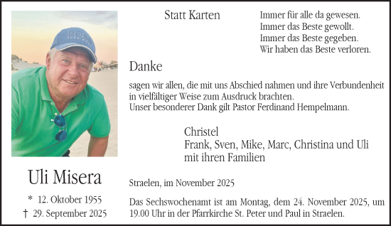 Traueranzeige von Uli Misera von NNA