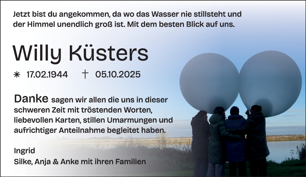  Traueranzeige für Willy Küsters vom 22.11.2025 aus NNA
