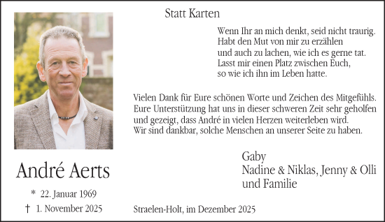 Traueranzeige von André Aerts von NNA