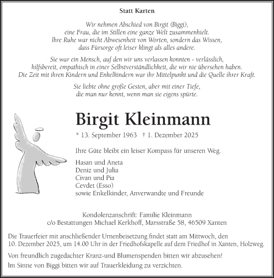 Traueranzeige von Birgit Kleinmann von NNA