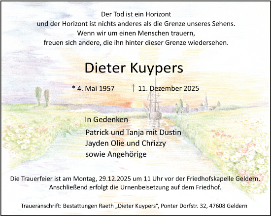 Traueranzeige von Dieter Kuypers von NNA