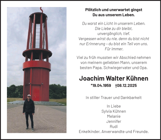 Traueranzeige von Joachim Walter Kühnen von NNA