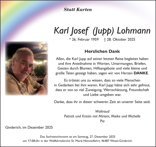 Traueranzeige von Karl Josef Lohmann von NNA
