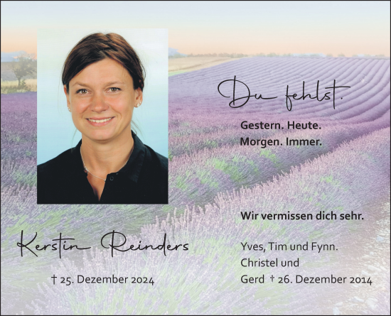 Traueranzeige von Kerstin Reinders von NNA