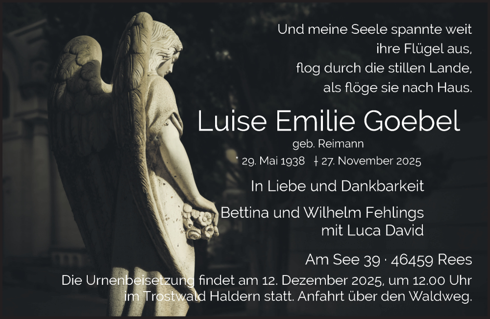  Traueranzeige für Luise Emilie Goebel vom 06.12.2025 aus NNA