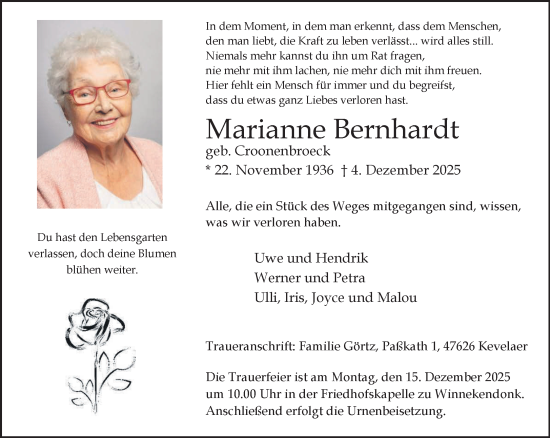 Traueranzeige von Marianne Bernhardt von NNA