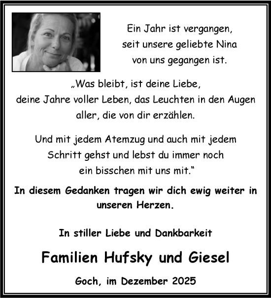 Traueranzeige von Nina  von NNA