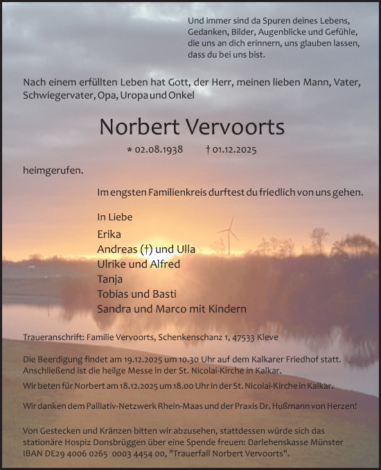 Traueranzeige von Norbert Vervoorts von NNA