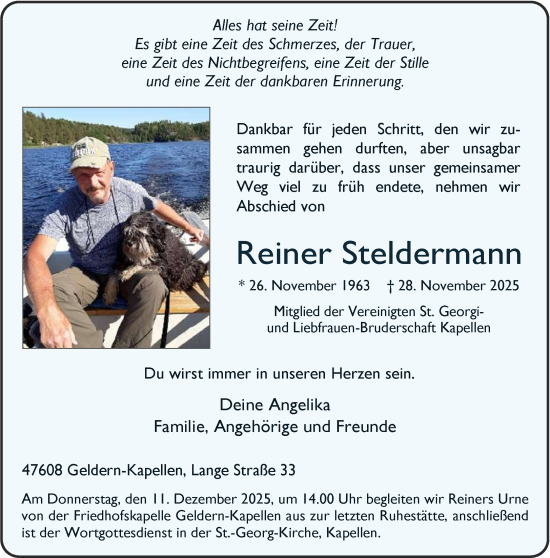 Traueranzeige von Reiner Steldermann von NNA