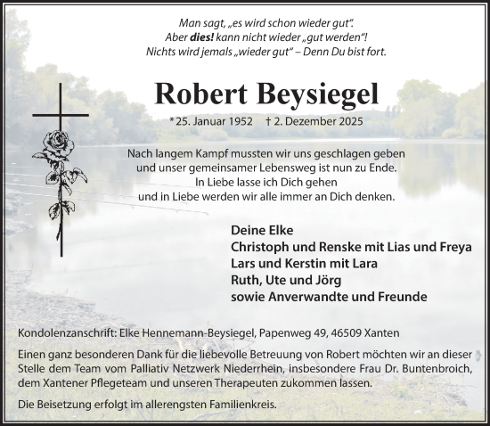 Traueranzeige von Robert Beysiegel von NNA