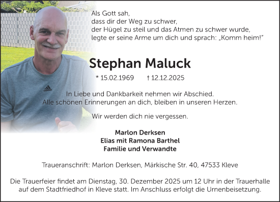 Traueranzeige von Stephan Maluck von NNA
