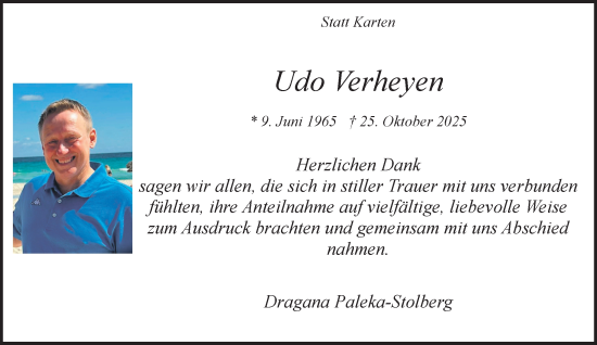 Traueranzeige von Udo Verheyen von NNA