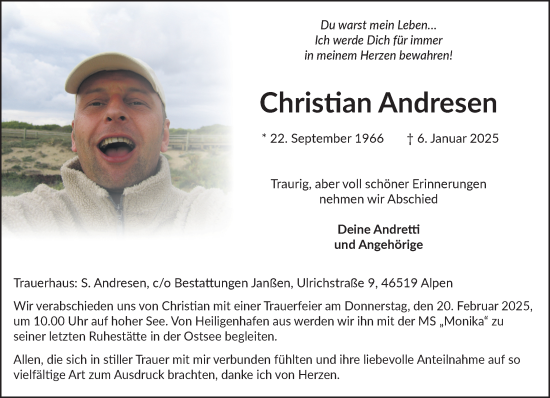 Traueranzeige von Christi an Andresen von NNA
