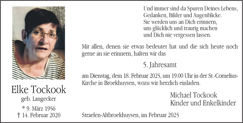  Traueranzeige für Elke Tockook vom 15.02.2025 aus NNA