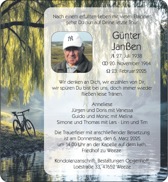 Traueranzeige von Günter Janßen von NNA