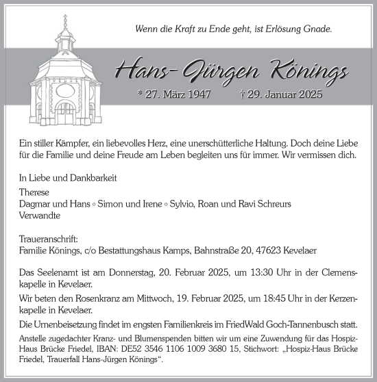 Traueranzeige von Hans-Jürgen Könings von NNA