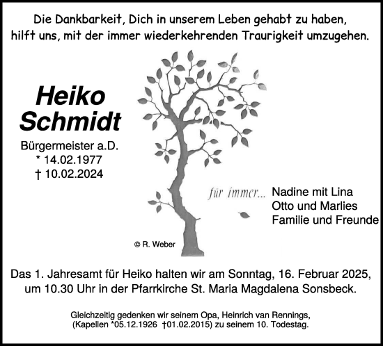 Traueranzeige von Heiko Schmidt von NNA