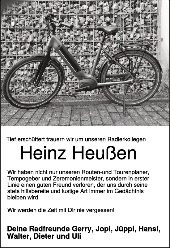 Traueranzeige von Heinz Heußen von NNA