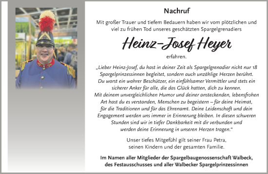 Traueranzeige von Heinz-Josef Heyer von NNA