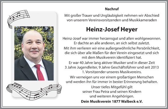 Traueranzeige von Heinz-Josef Heyer von NNA