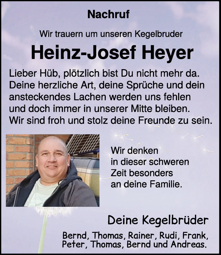  Traueranzeige für Heinz-Josef Heyer vom 22.02.2025 aus NNA