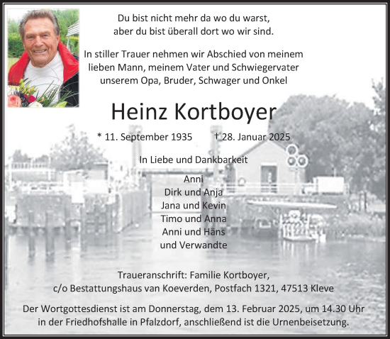 Traueranzeige von Heinz Kortboyer von NNA