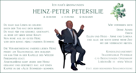 Traueranzeige von Heinz-Peter Petersilie von NNA