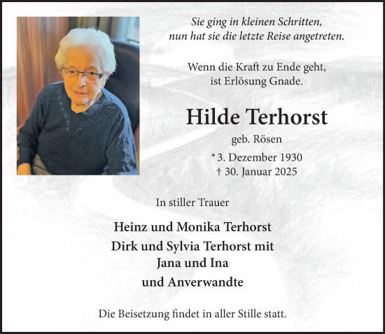 Traueranzeige von Hilde Terhorst von NNA