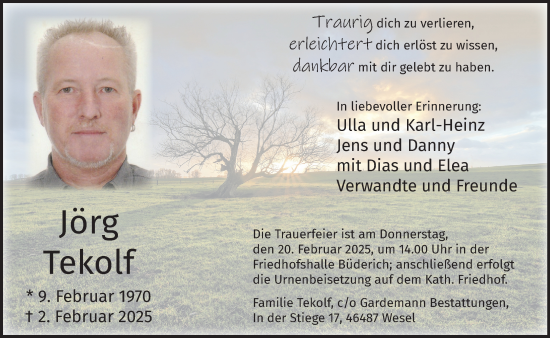 Traueranzeige von Jörg Tekolf von NNA