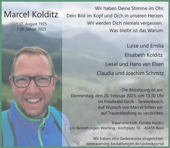 Traueranzeige von Marcel Kolditz von NNA
