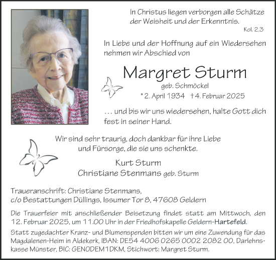 Traueranzeige von Margret Sturm von NNA
