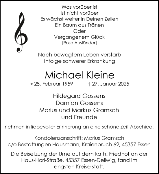 Traueranzeige von Michael Kleine von NNA