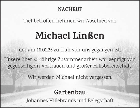 Traueranzeige von Michael Linßen von NNA