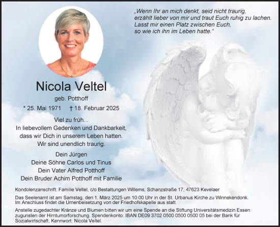 Traueranzeige von Nicola Veltel von NNA