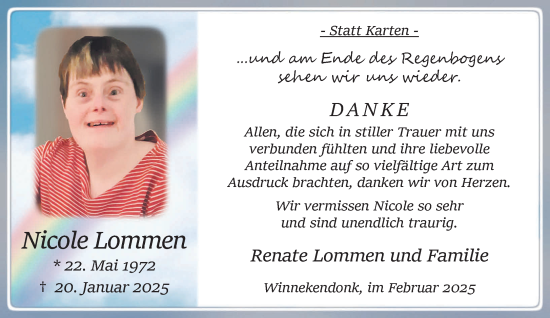 Traueranzeige von Nicole Lommen von NNA