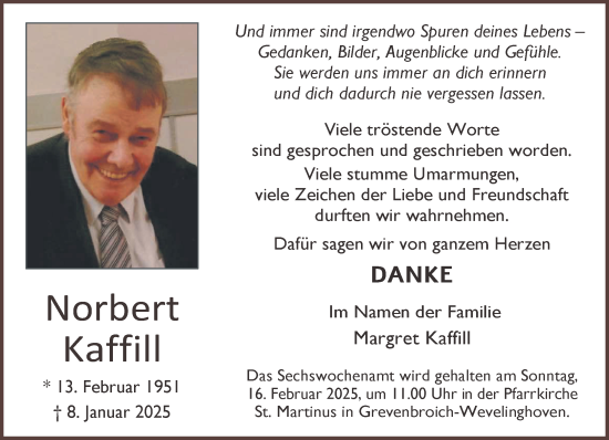 Traueranzeige von Norbert Kaffill von NNA