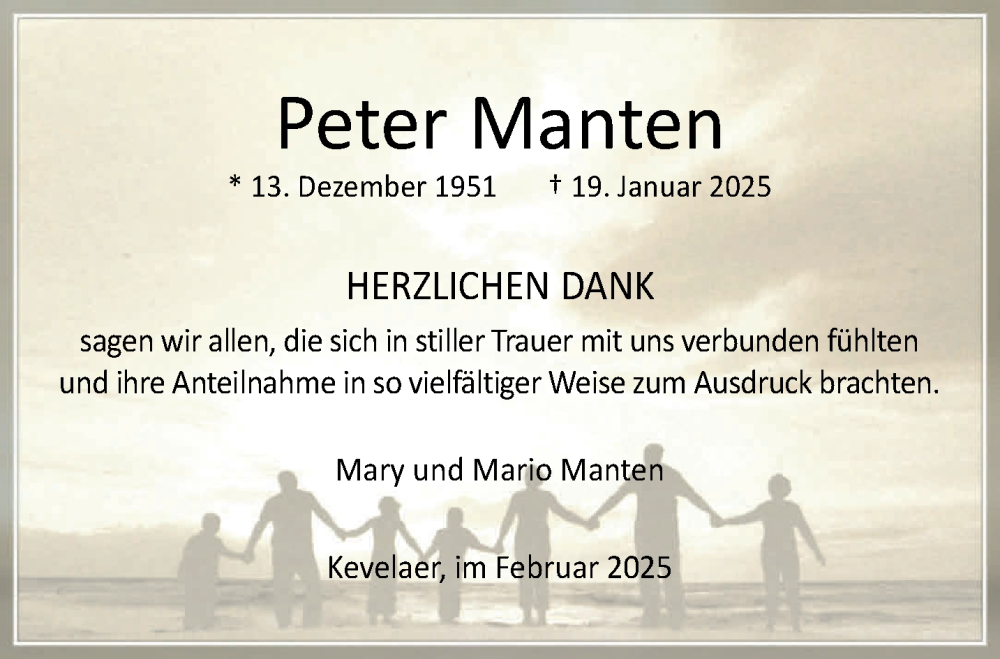  Traueranzeige für Peter Manten vom 15.02.2025 aus NNA
