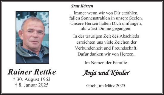 Traueranzeige von Rainer Rettke von NNA
