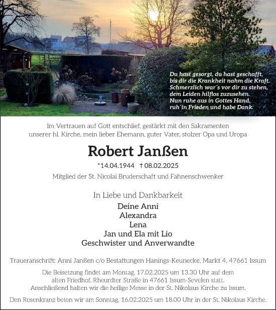 Traueranzeige von Robert Janßen von NNA