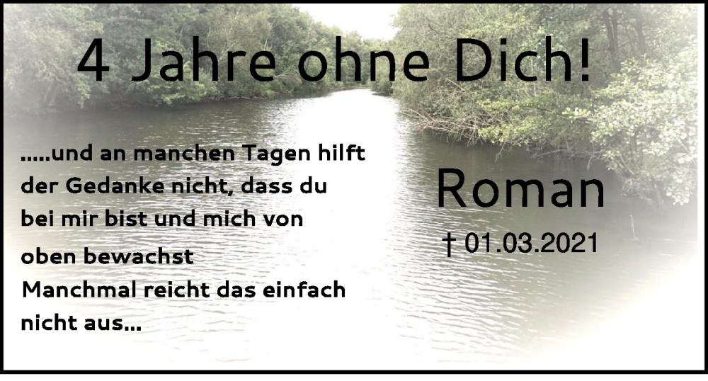  Traueranzeige für Roman Stieger vom 01.03.2025 aus NNA