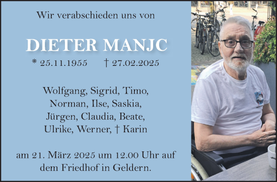 Traueranzeige von Dieter Manjc von NNA
