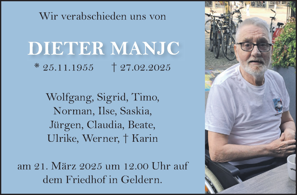  Traueranzeige für Dieter Manjc vom 15.03.2025 aus NNA