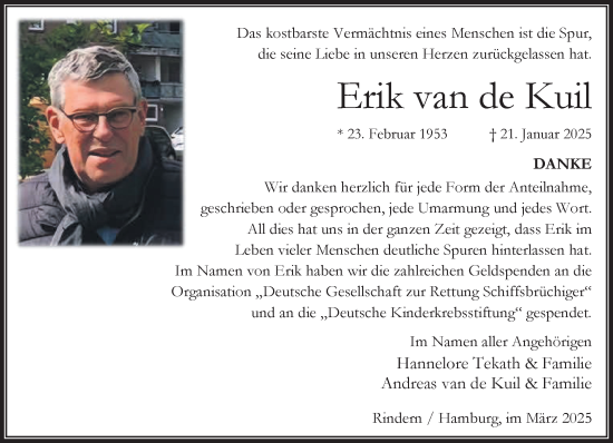 Traueranzeige von Erik van de Kuil von NNA