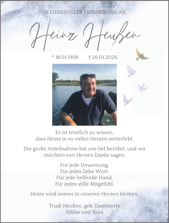 Traueranzeige von Heinz Heußen von NNA