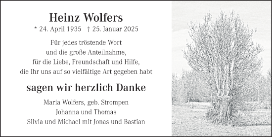 Traueranzeige von Heinz Wolfers von NNA