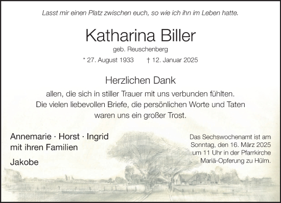 Traueranzeige von Katharina Biller von NNA