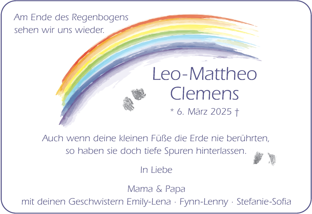  Traueranzeige für Leo-Mattheo Clemens vom 15.03.2025 aus NNA