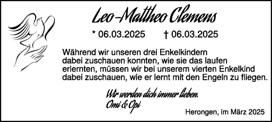 Traueranzeige von Leo-Mattheo Clemens von NNA
