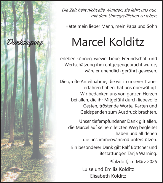 Traueranzeige von Marcel Kolditz von NNA